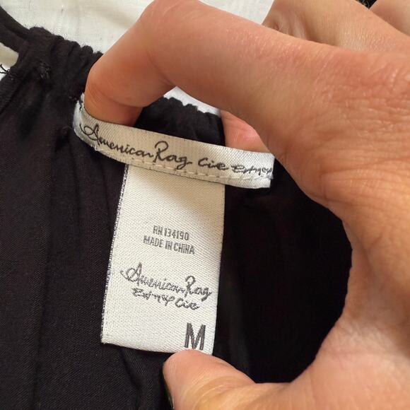 American Rag Cie Tank Top Black Pixie Mesh Hem Paisley Boho Festival Vibes M - Picture 2 of 11